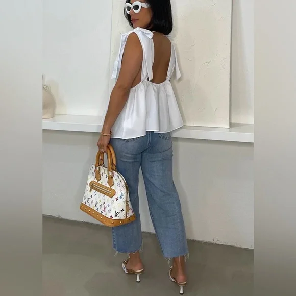 Zara White Sleeveless Bow Blouse - Picture 3 of 6